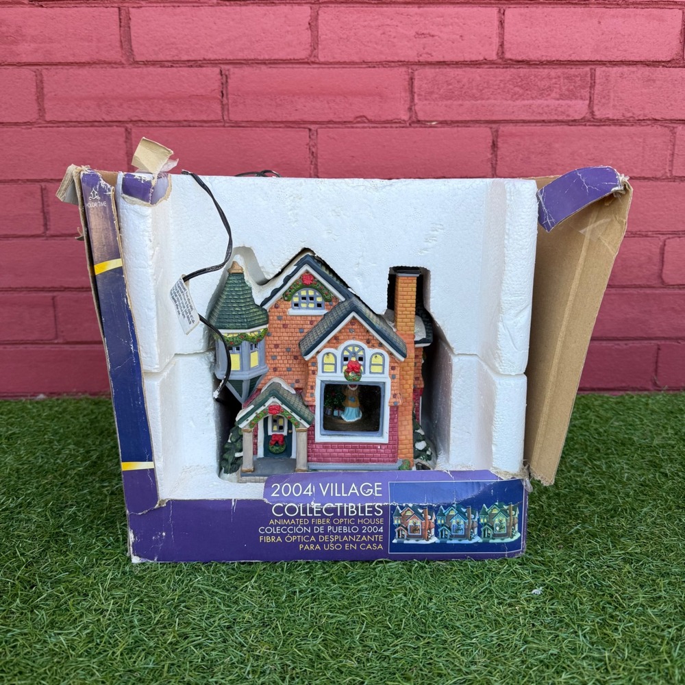 2004 Village Collectibles Animated‎ Fiber Optic House Christmas Decor Wreaths